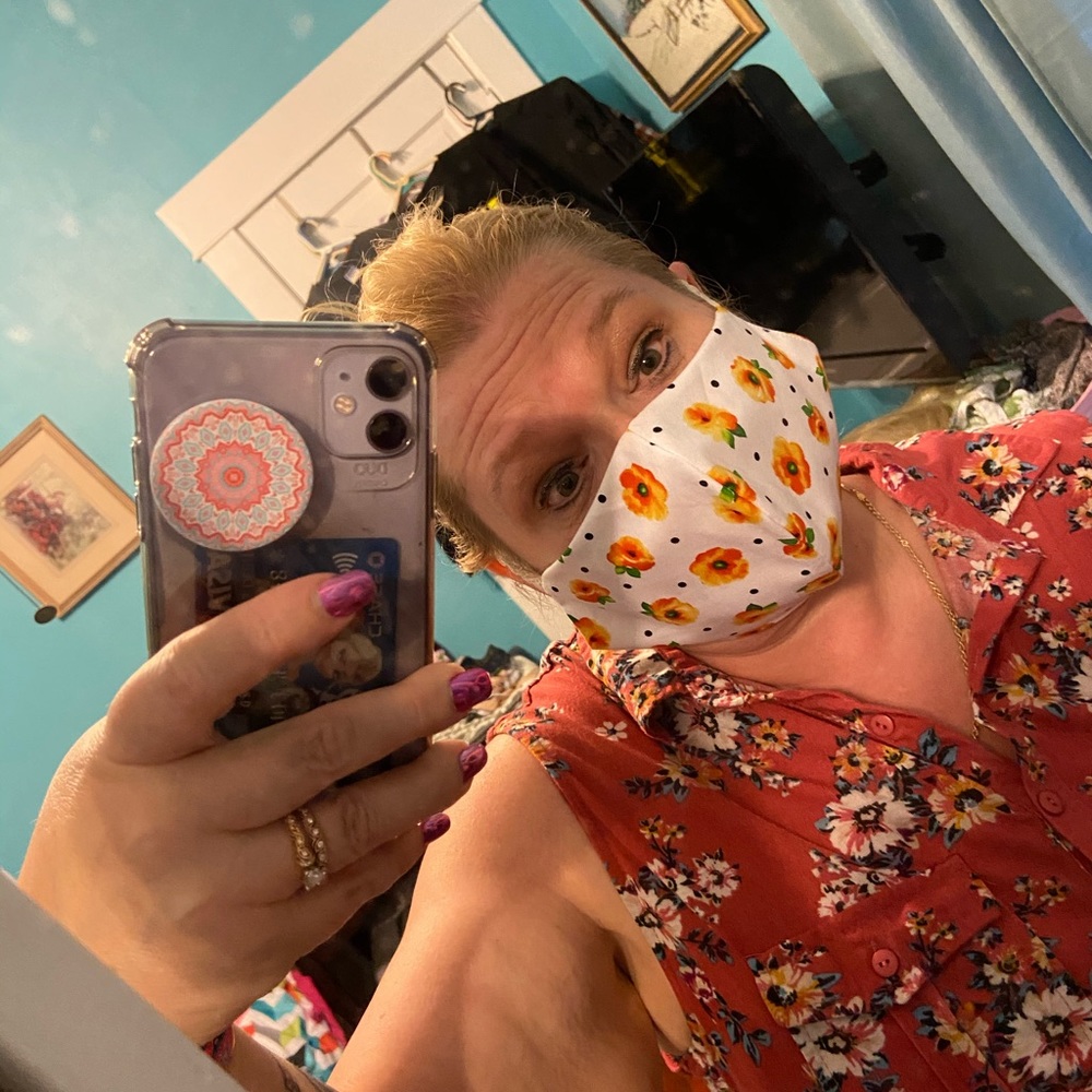 Adult Face Mask π· Yellow Orange Flowers π - Picture 4 of 9